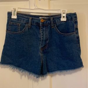 Forever 21 High Waisted Dark Wash Denim Jean Shorts, Size: 25